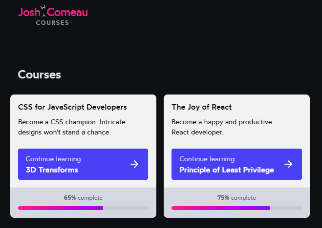 Course progress.